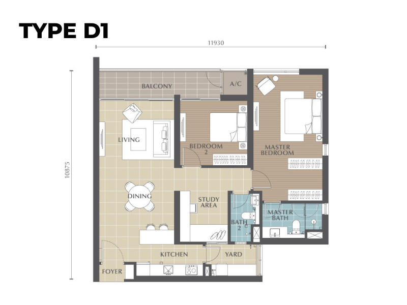 Jesselton Twin Towers Type D1 floor plan