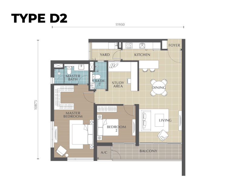 Jesselton Twin Towers Type D2 floor plan