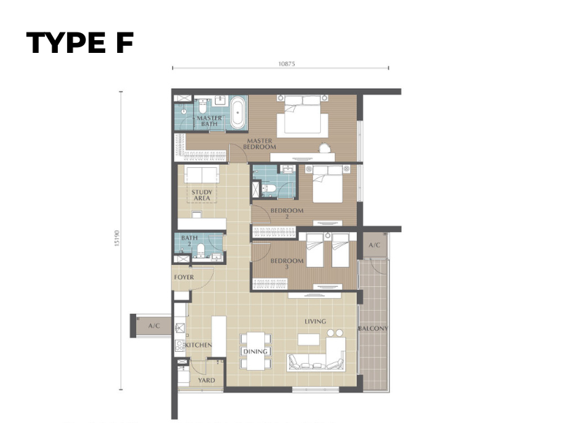 Jesselton Twin Towers Type F floor plan