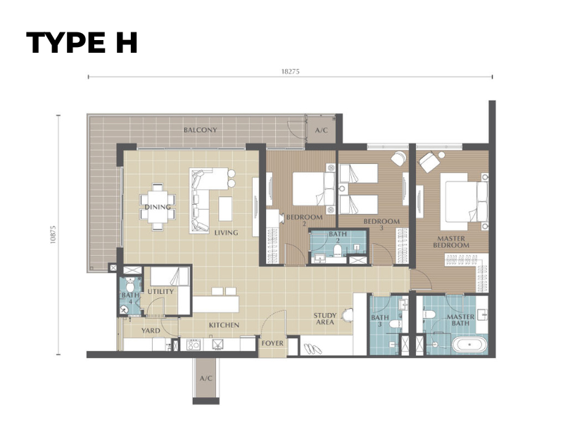Jesselton Twin Towers Type H floor plan
